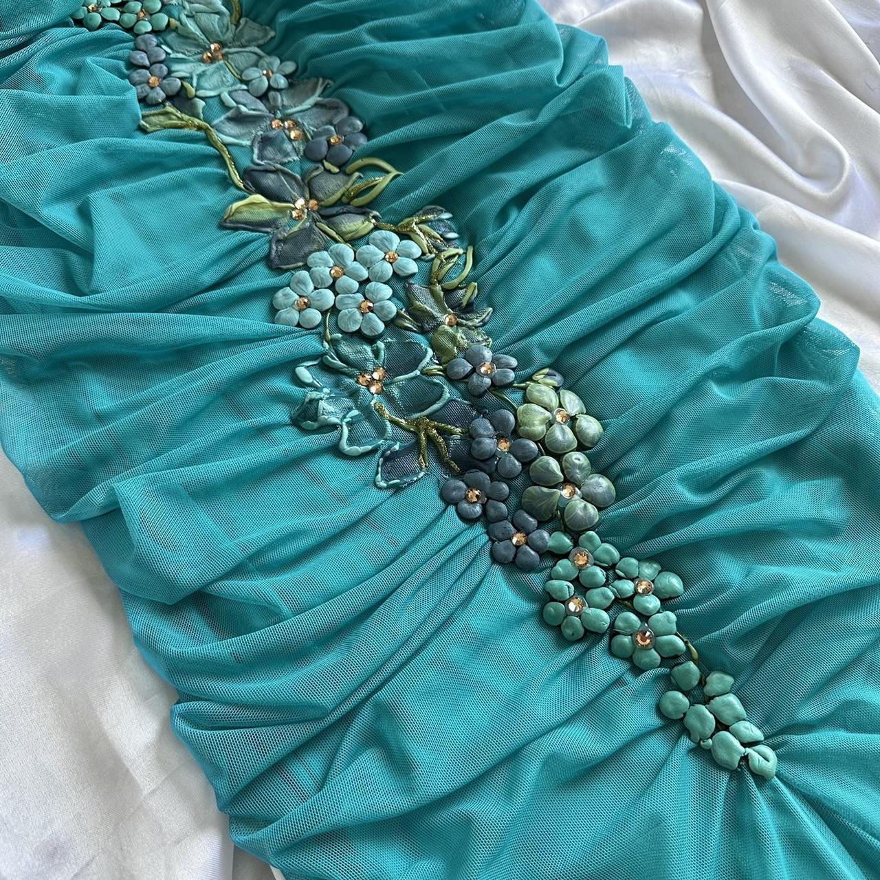 Women's Blue and Green Dress