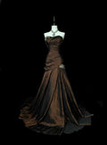 Strapless Brown Vintage Evening Dresses, Sleeveless Long Party Gowns  25499