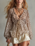 Bohemian Leopard Print Chiffon Blouse