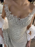 Sequinned Flower Embroidery Sleeveless Tube Wrap Maxi Dresses