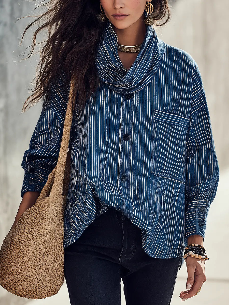 Classic Navy Striped Oversized Shirt