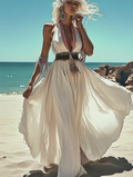 Summer vacation fashion elegant contrast color dress abce