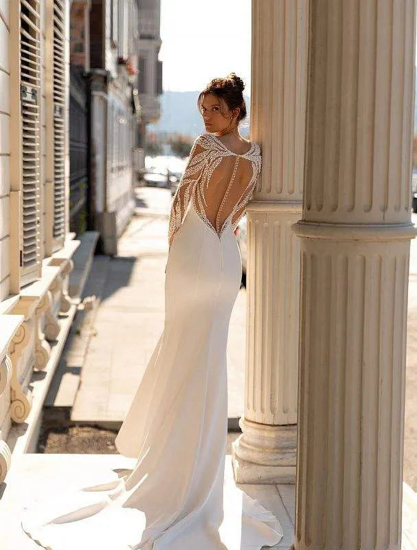Slim White Wedding Dress