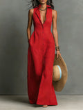 Linen Sleeveless Shirt Maxi Dress