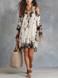 Relaxed Ivory Tie-Dye Cold Shoulder Mini Dress