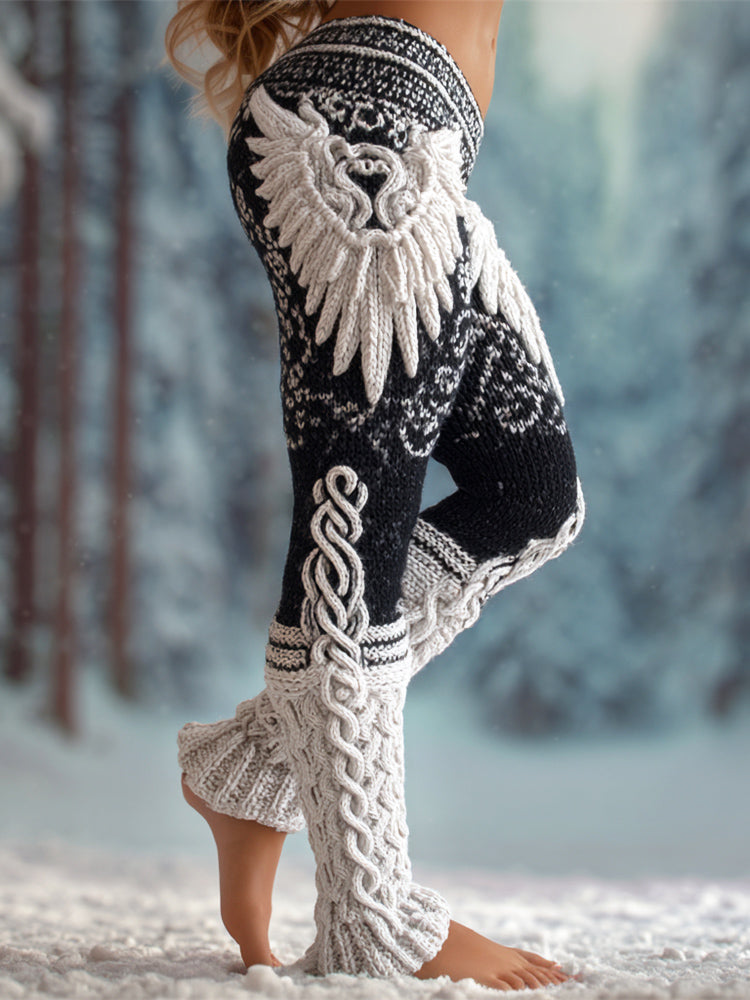 Viking Angel Wings Women's Knit Leggings