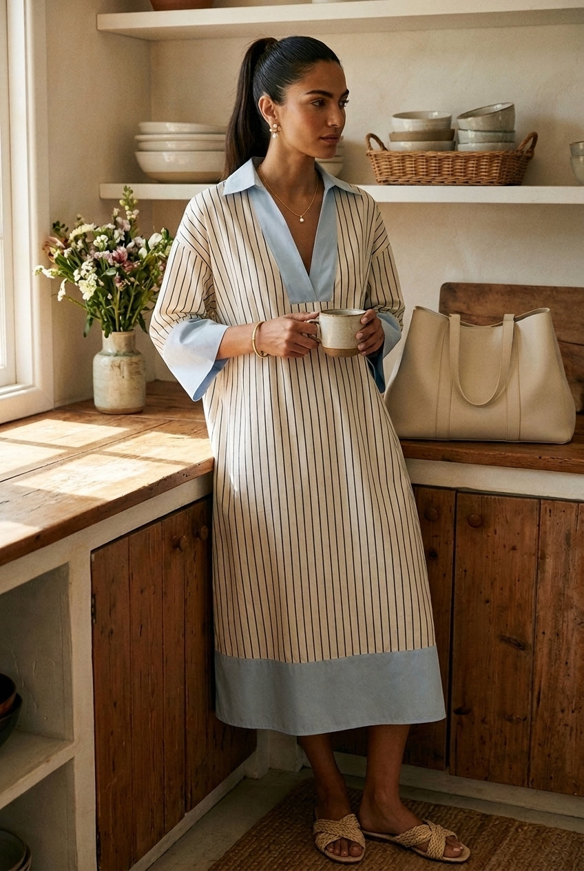 Effortless Striped Midi Dress