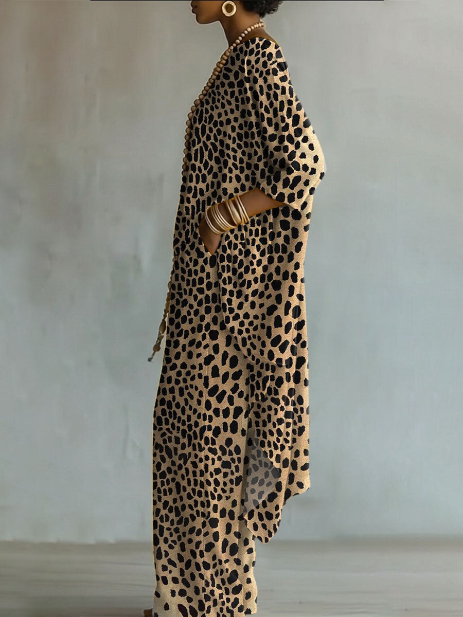 Elegant Artistic Leopard Print Two-piece Set