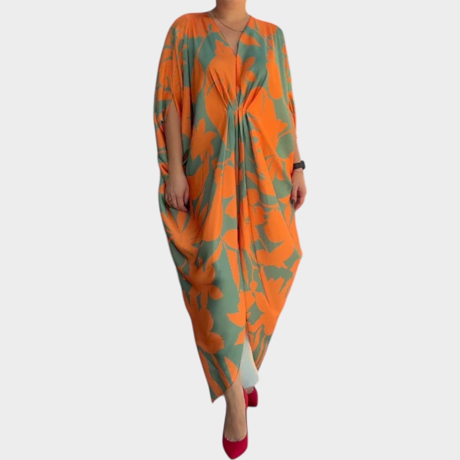 Flowing Floral Kaftan Dress