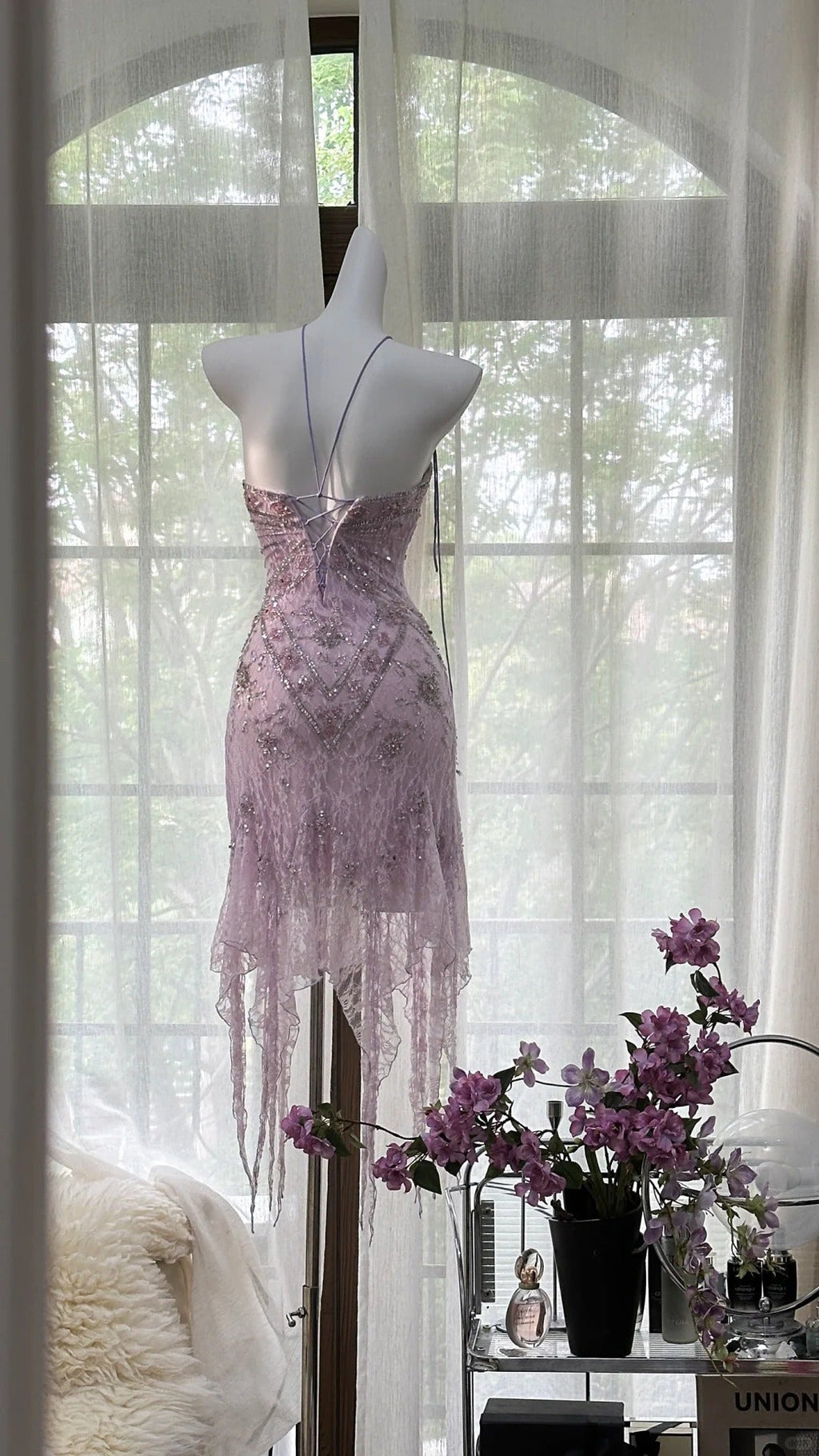Purple Gorgeous Exquisite Beaded Lace Long Chiffon Homecoming Dress Prom Dress Evening Dress Wedding Party Dress Prom Dress Graduation Date Dress 3988