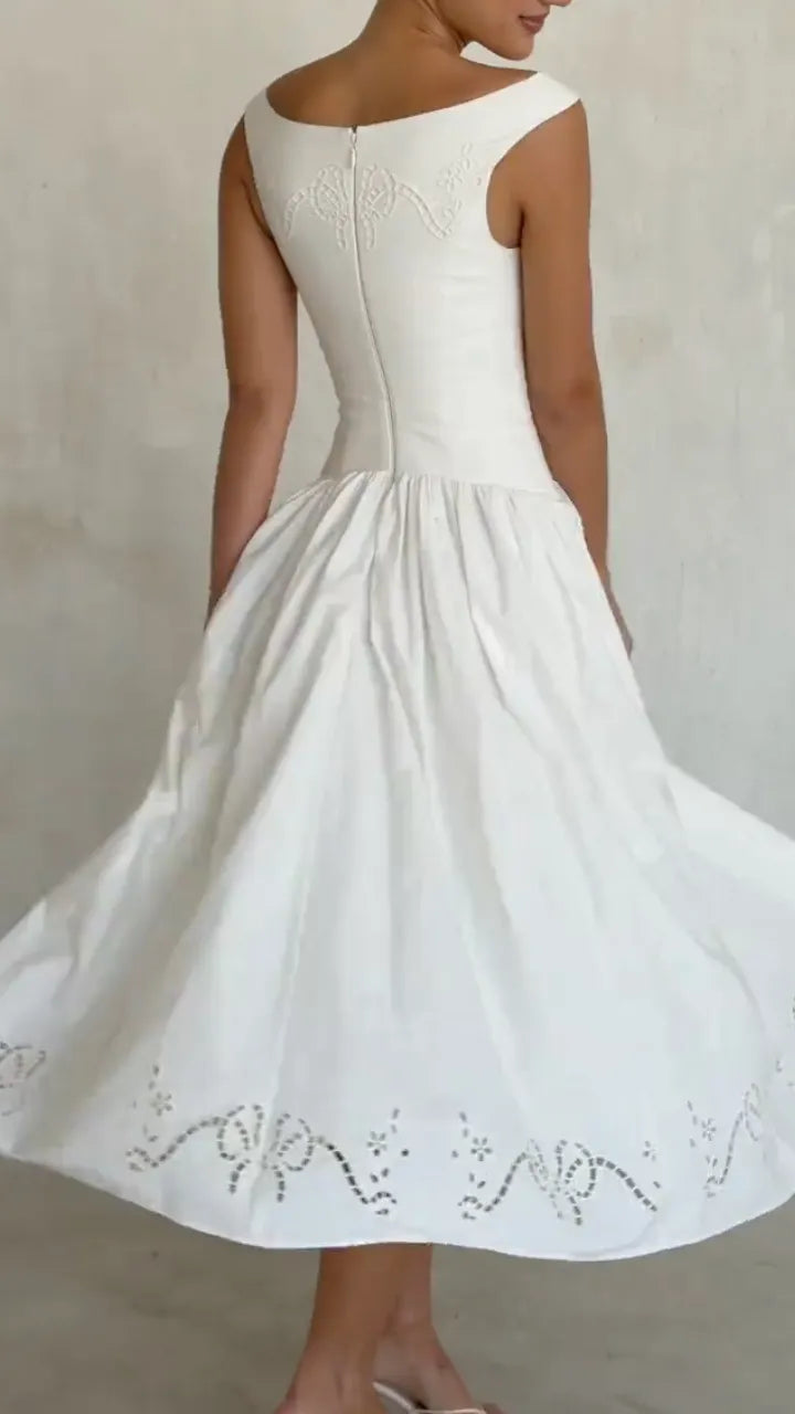 Sleeveless Embroidered Fit and Flare Dress