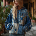 Women's Bohemian Style Patchwork Plant-dyed Embroidery Floral Butterfly Hoodie