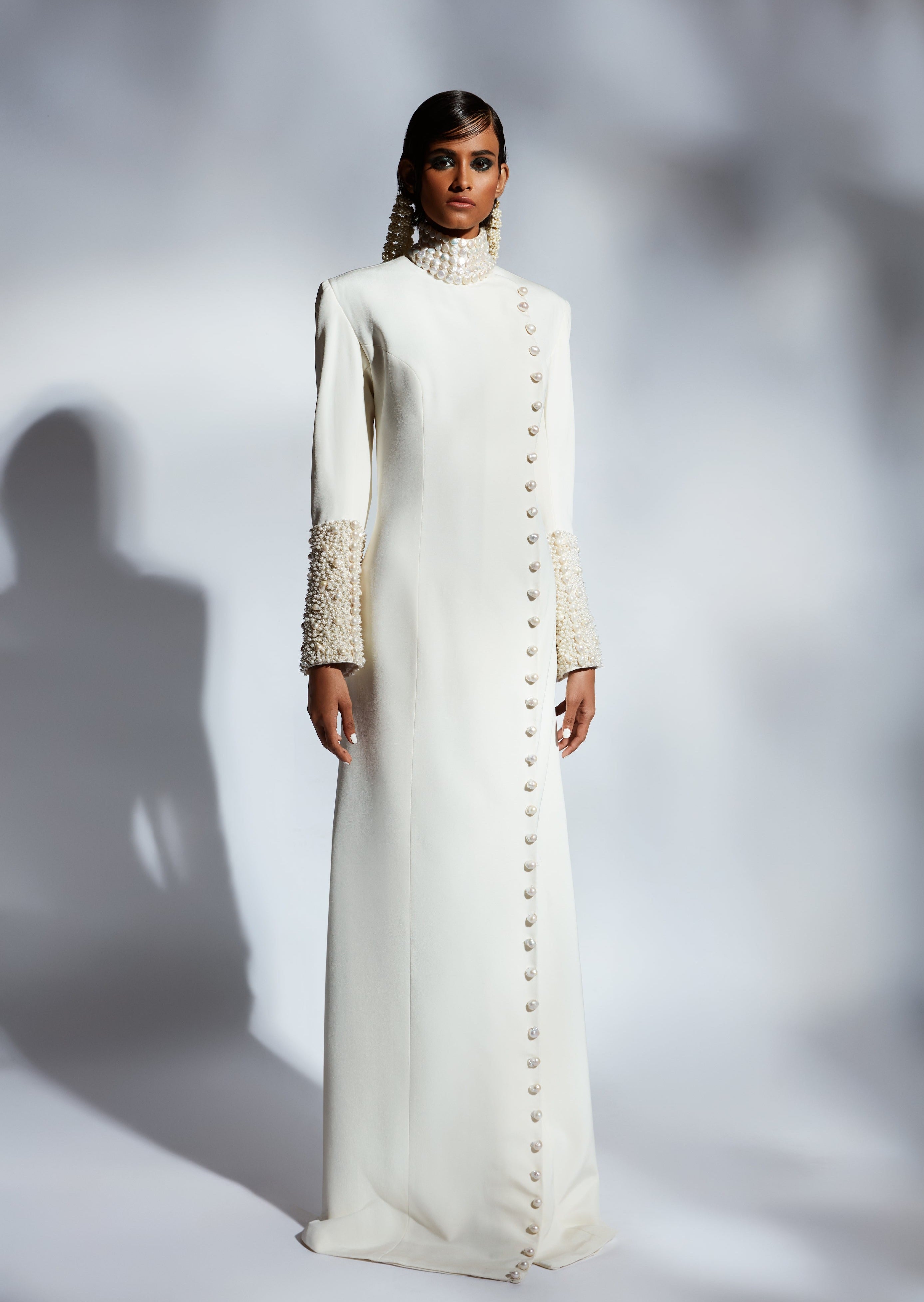 Jacket White Embellished Gown Dress