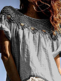 Vintage Sunflower Floral Art Cotton Linen Comfy Shirt