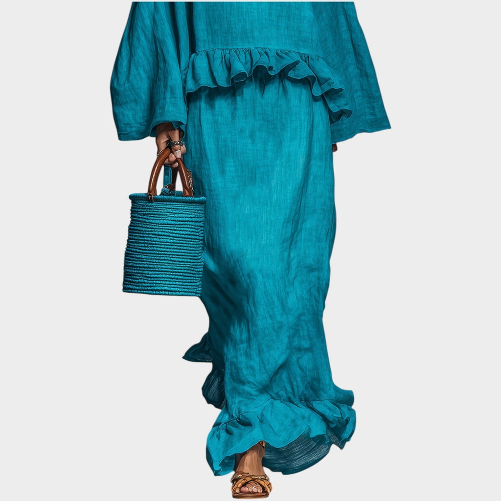 Ruffled Top and Maxi Skirt Set