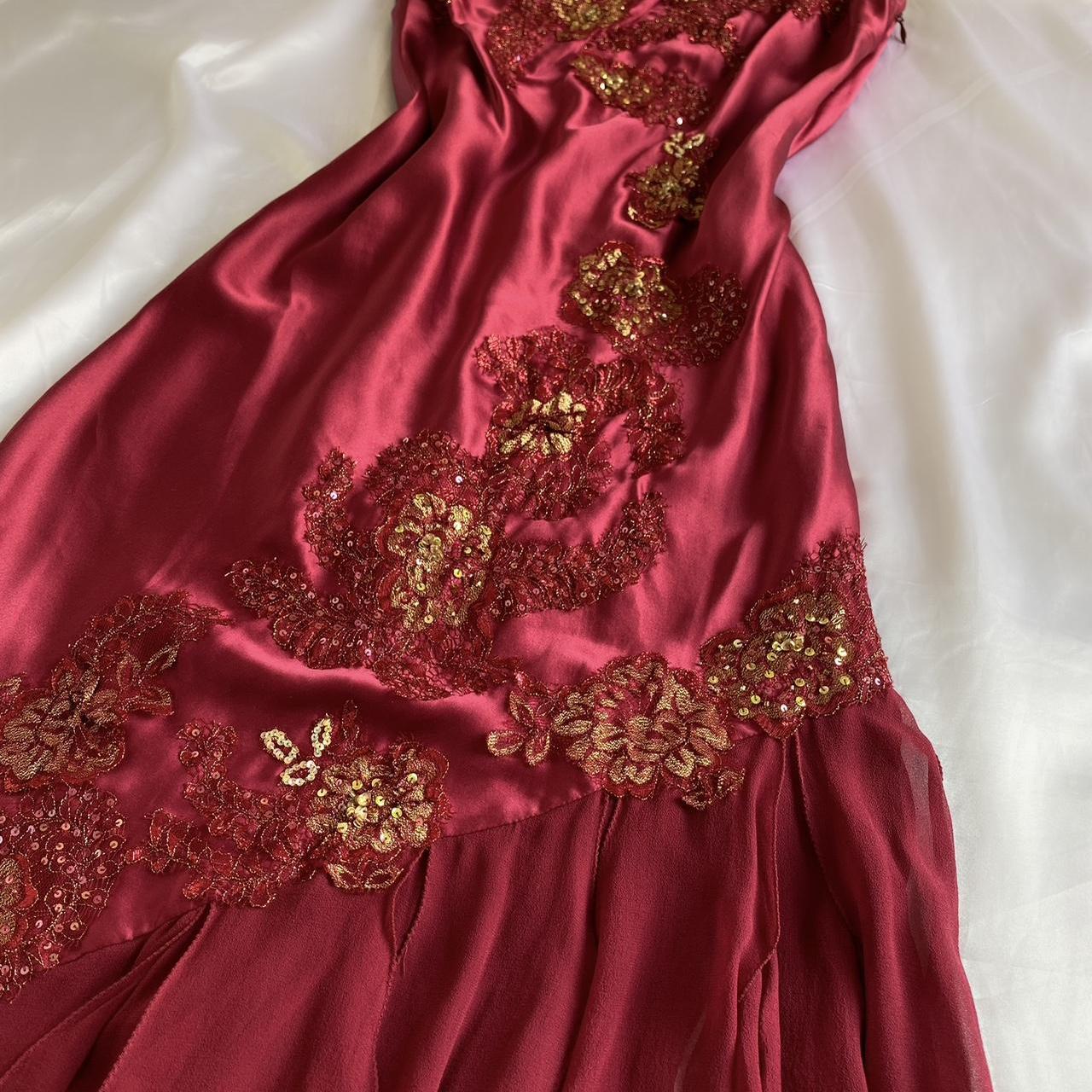 Women's Burgundy and Gold Dress