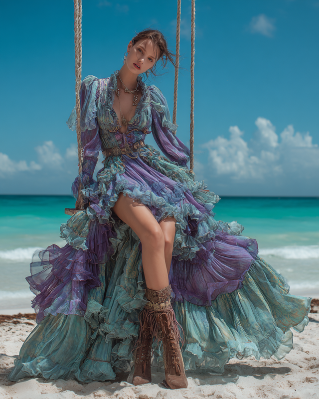 Summer Floral Embroidered Lace Patchwork Comfort Dress 7ca6