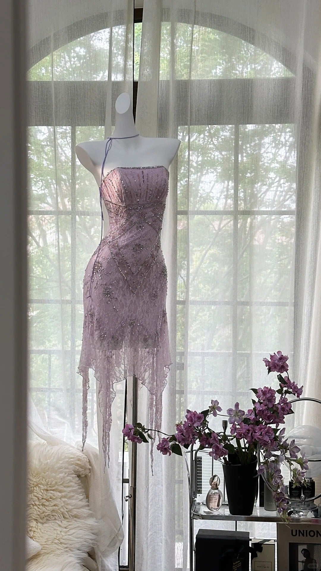 Purple Gorgeous Exquisite Beaded Lace Long Chiffon Homecoming Dress Prom Dress Evening Dress Wedding Party Dress Prom Dress Graduation Date Dress 3988