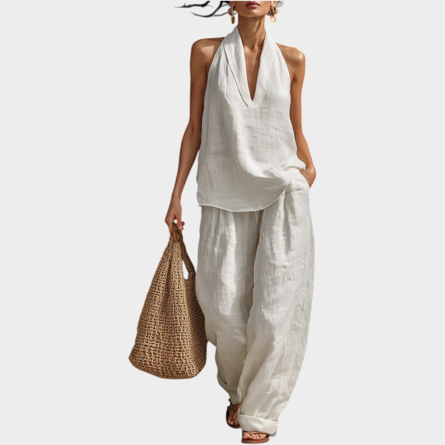 Relaxed Halter Neck Two-Piece Set