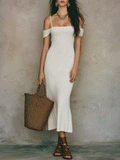 Bohemian Chic Off-Shoulder Midi Dress
