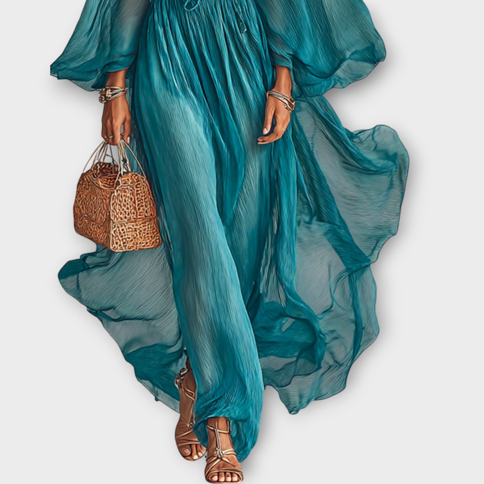 Flowing Pleated Maxi Dress
