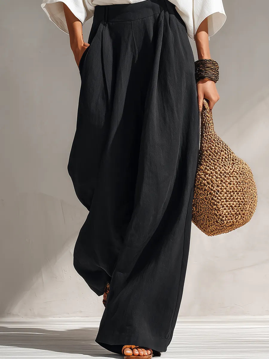 Minimal Bohemian Oversized Blouse & Draped Harem Pants Set