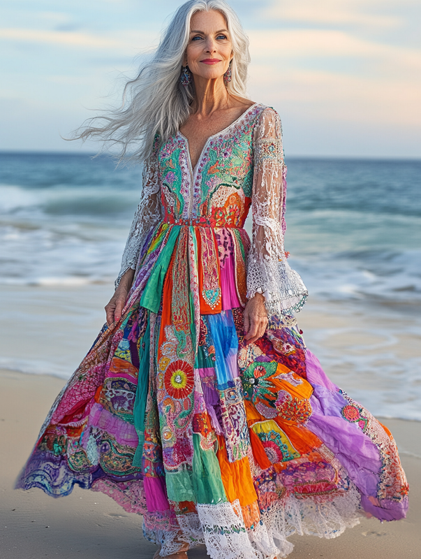 Summer vacation fashion elegant contrast color dress f9ea