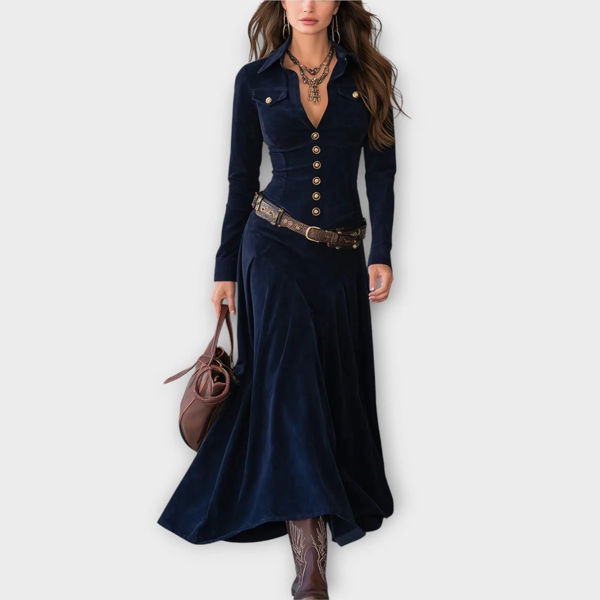 Velvet Tailored Maxi Dress