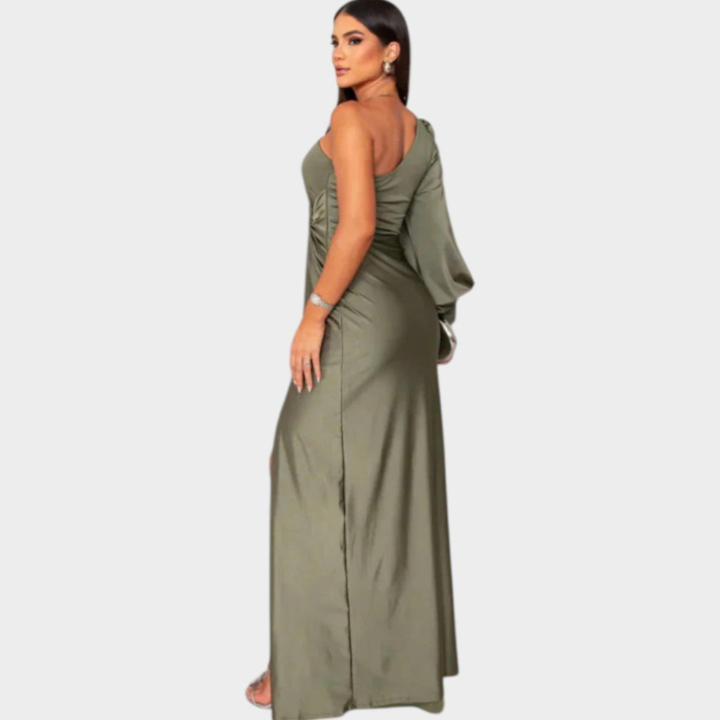 One-Shoulder Satin Evening Gown
