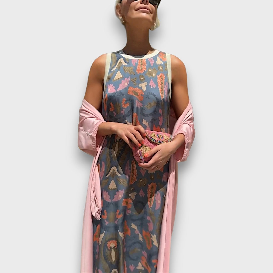 Long Floral Dress with Airy Jacket