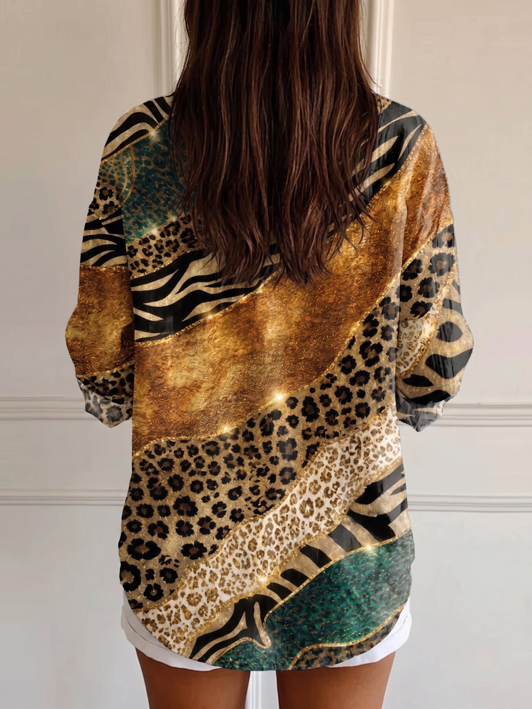 Women's Leopard Print Casual Long-sleeve Shirt