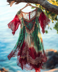 Summer Holiday Ruffle Lace Color Contrast Dress 13c2