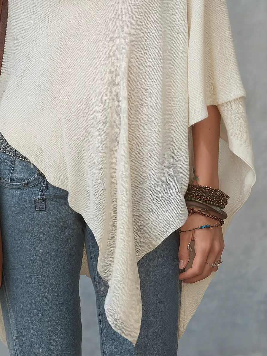 Relaxed Ivory Draped Knit Top
