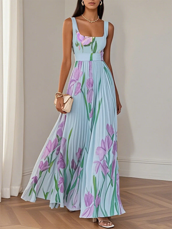Suspender Print Maxi Dress