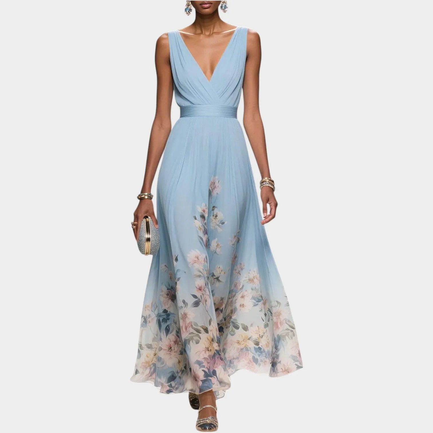 Elegant Flow Floral Maxi Dress