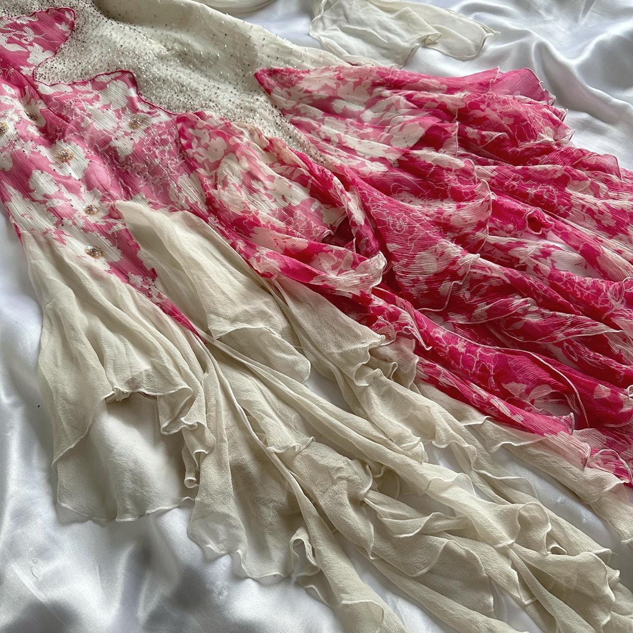 Women's White and Pink Dress