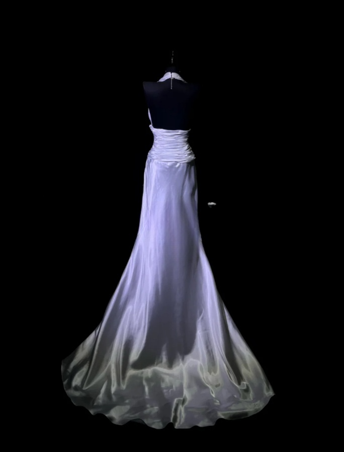 Elegant Halter Sheath Long Prom Dresses Satin Purple Party Dresses Sleeveless Evening Dresses with Open Back