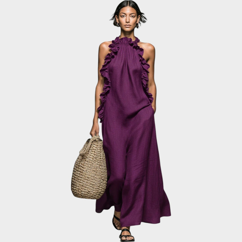 Ruffle Halter Maxi Dress
