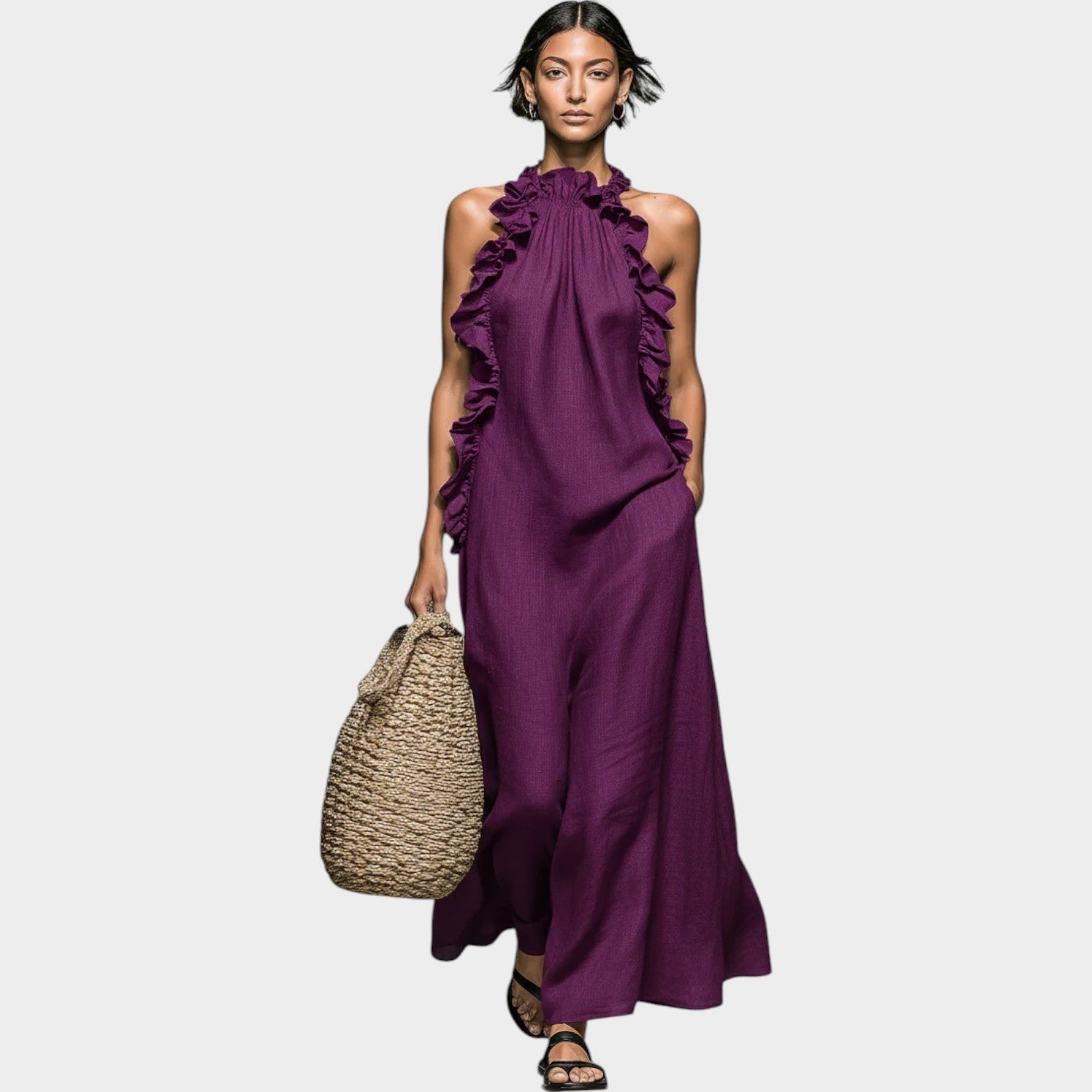 Ruffle Halter Maxi Dress