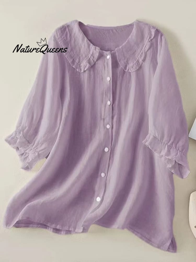 Women‘s Peter Pan Collar Cotton Shirt