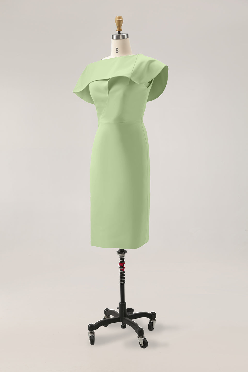 Daily Sage Green Dress Lotus Leaf Sleeve Asymmetrical Layered Bodycon Midi Dress
