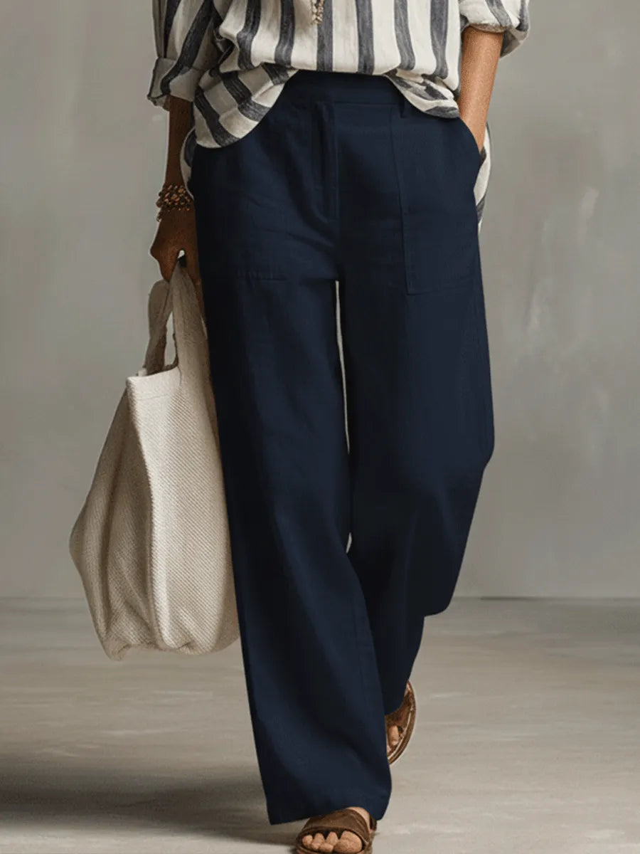 Relaxed Linen Wide-Leg Pants In Soft Ivory