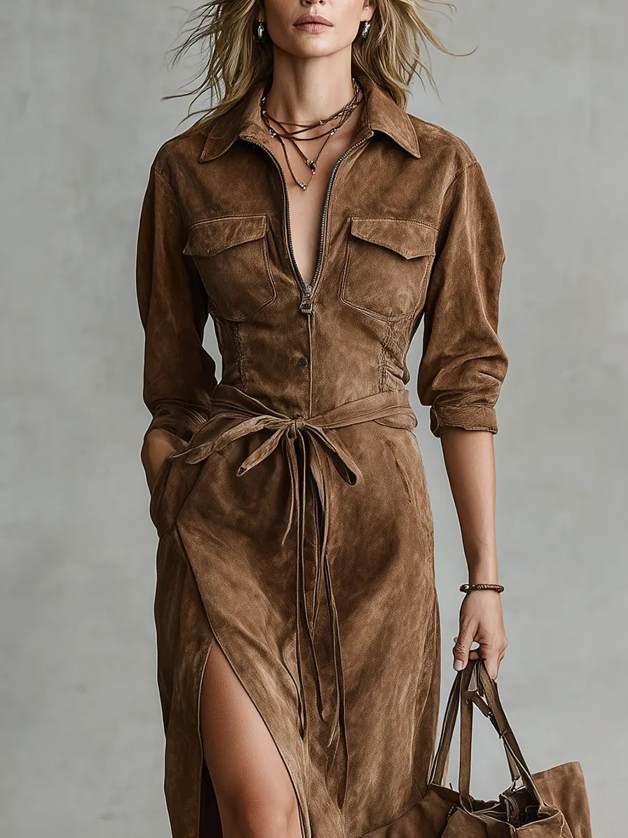 Desert Luxe Zip Front Utility Maxi Dress