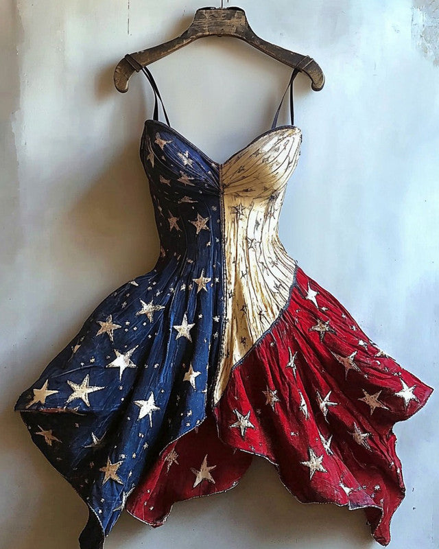 Independence Day themed print gilded dress f3bd