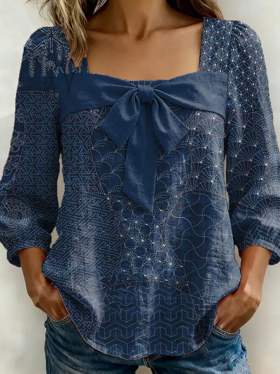 Women's Retro Pattern Art Print Casual Stylish Cotton Shirt
