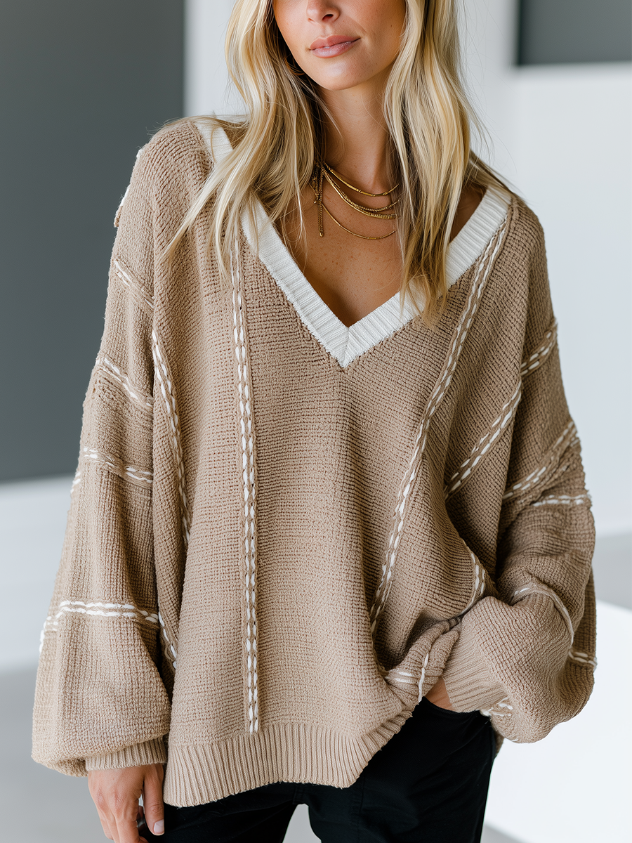 Minimal Bohemian Dropped Shoulder Sweater Top