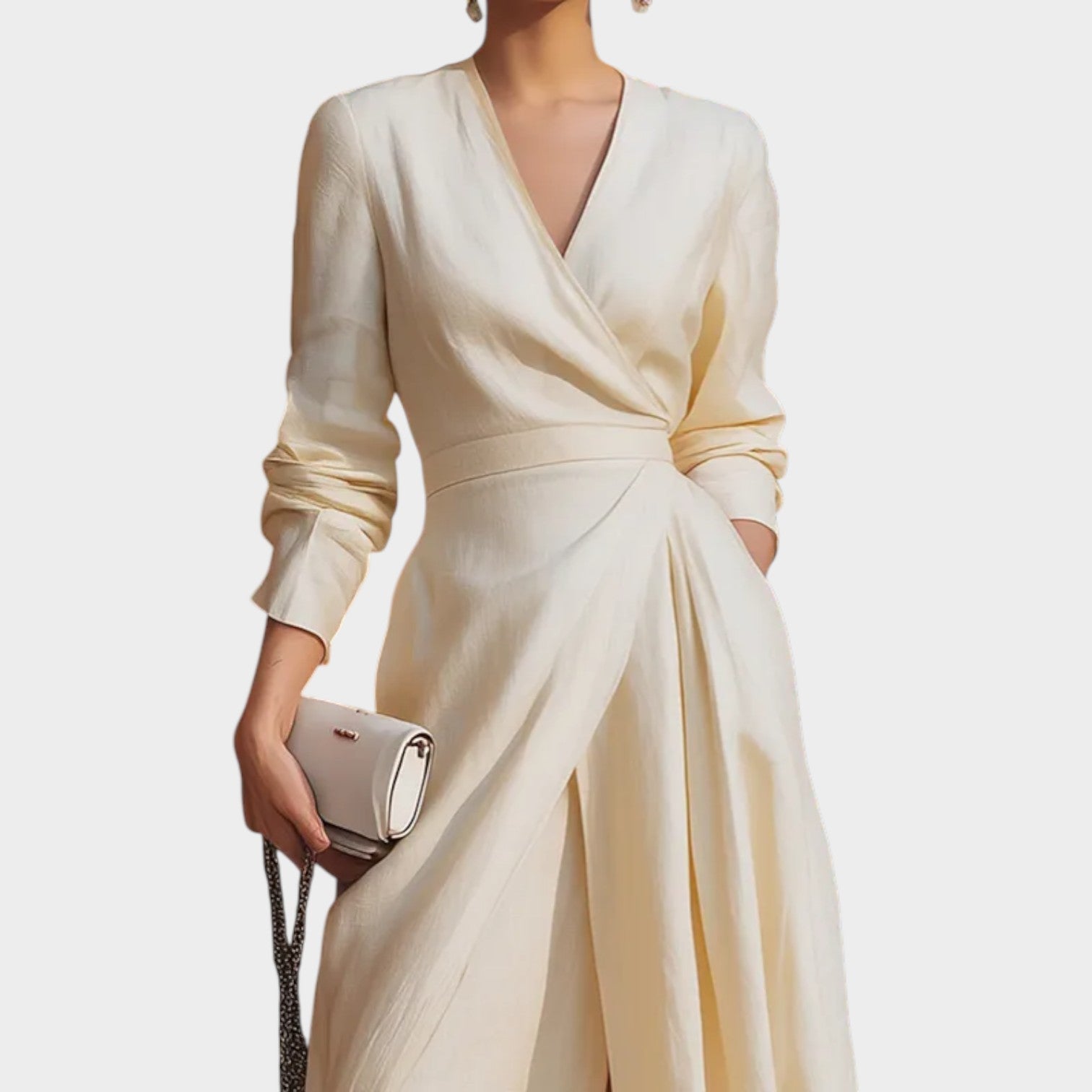 Elegant Wrap High-Slit Maxi Dress