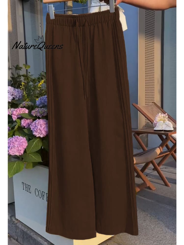 Women'sTencel and Linen Wide-leg Casual Pants