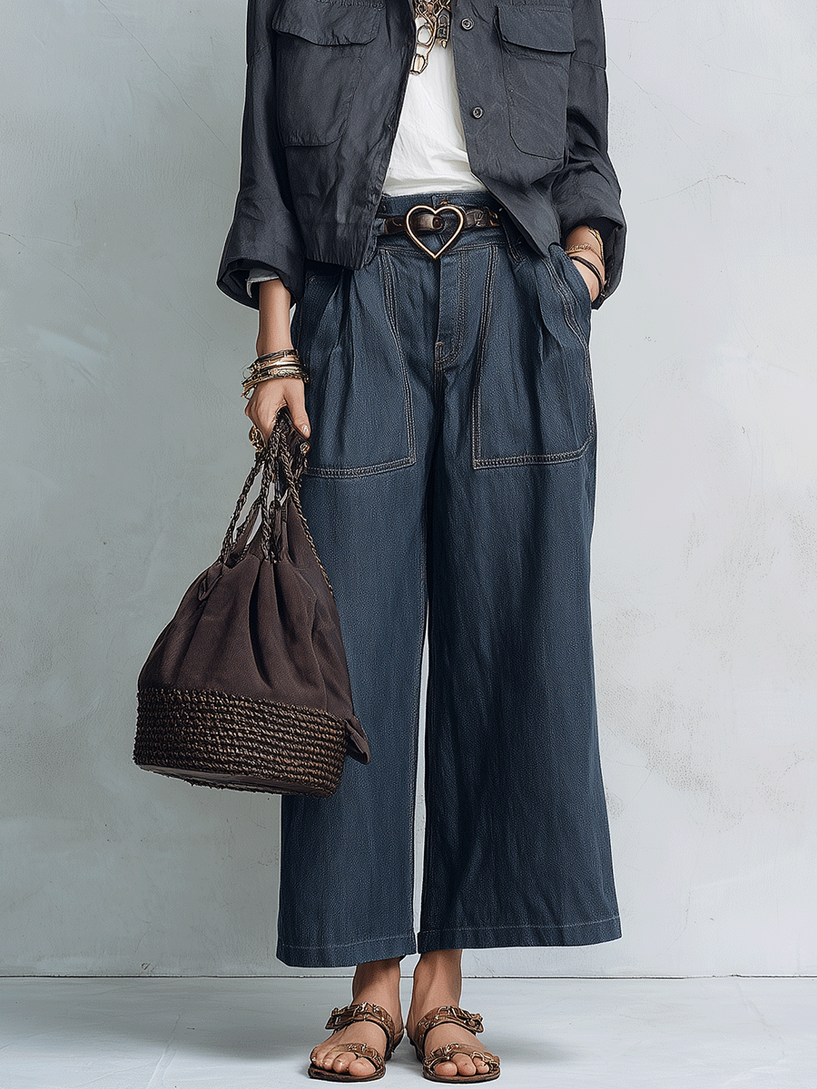 Effortless Cool Washed Relaxed-Fit Dark Grey Utility Jacket