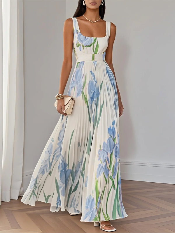 Suspender Print Maxi Dress